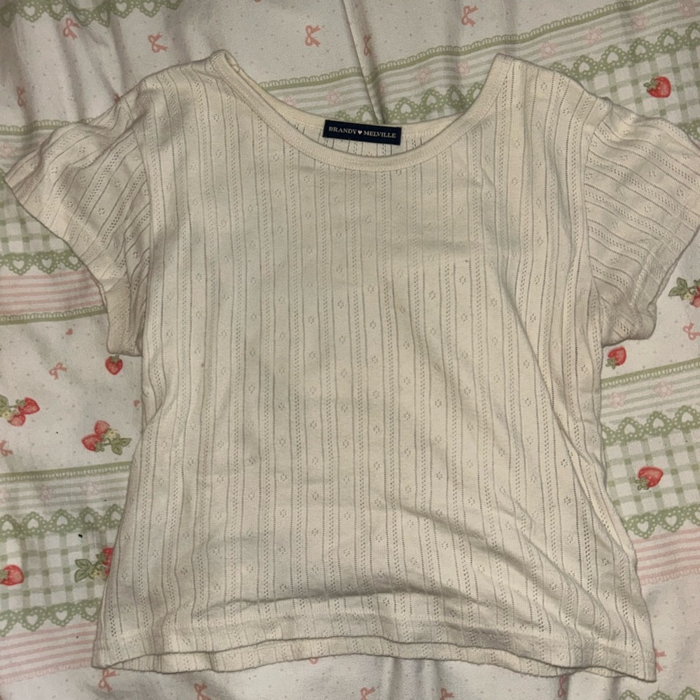 Brandy Melville Ivory Textured Knit Top